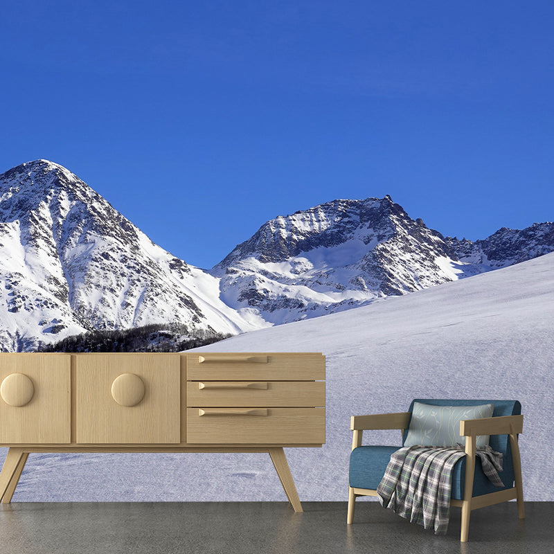 Modern Mildew Mountains Mural Decal Resistant Wall Covering for Living Room