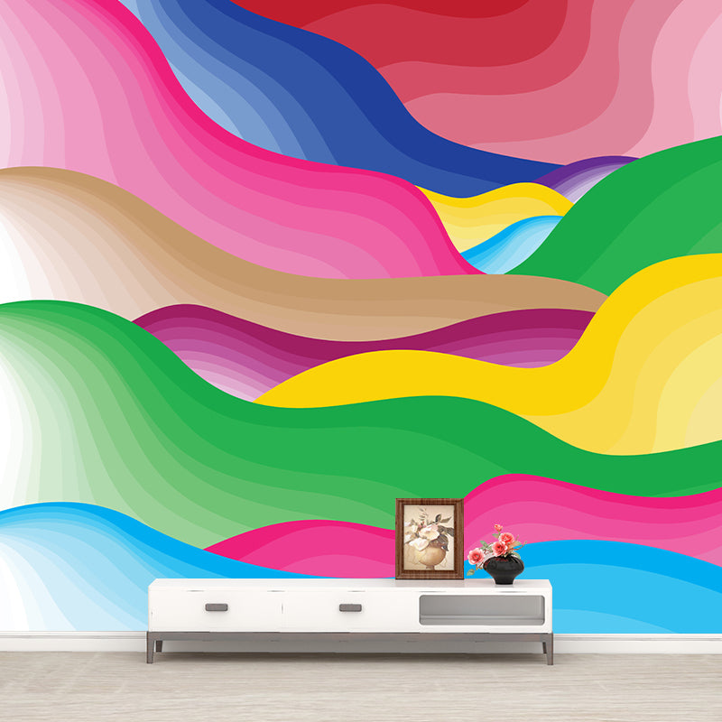 Abstract Waves Mural Wall Covering for Dining Room Eco-friendly for Decoration