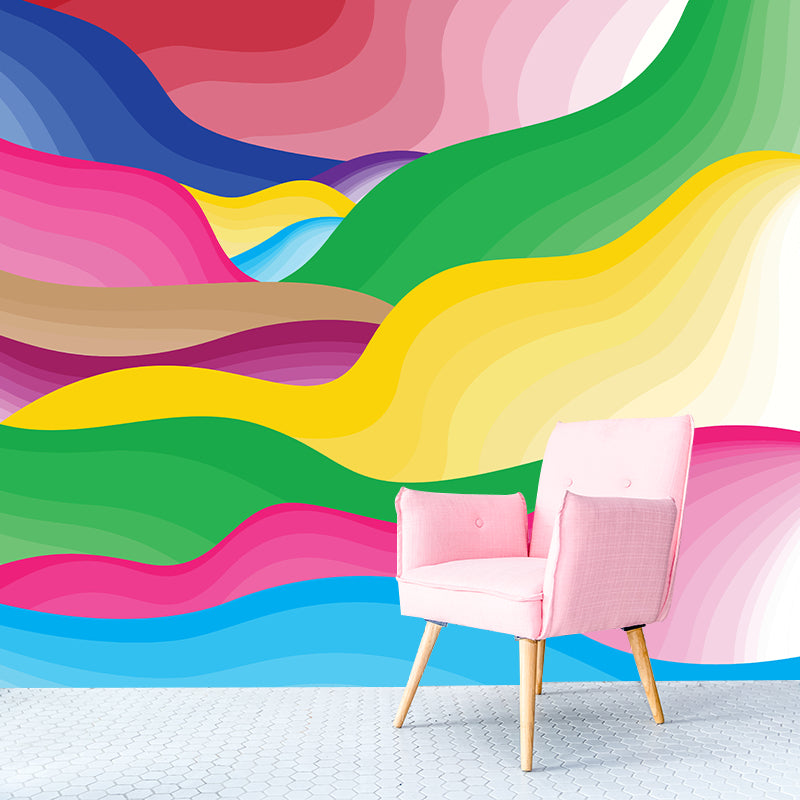 Abstract Waves Mural Wall Covering for Dining Room Eco-friendly for Decoration