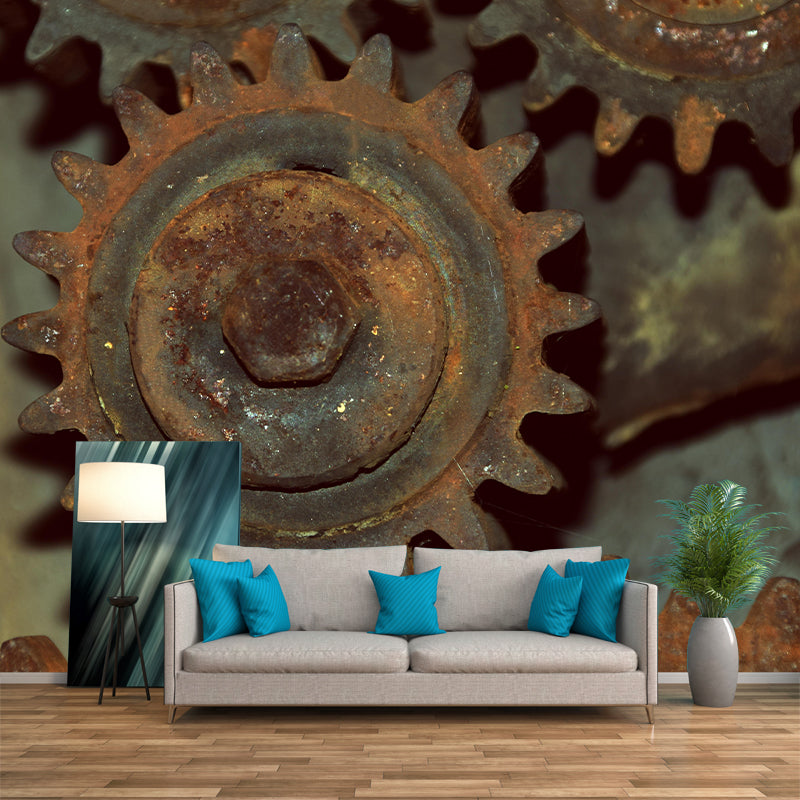 Engine Photography Style Building Mural Mildew Resistant for Wall Decor
