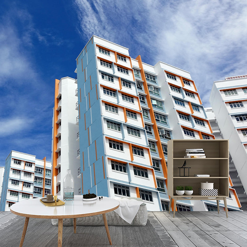 Contemporary Photography Style Building Mural Wallpaper Mildew Resistant for Decoration