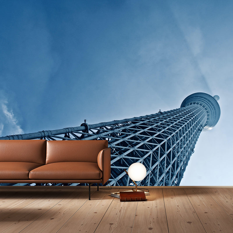 Contemporary Photography Style Building Mural Wallpaper Mildew Resistant for Room