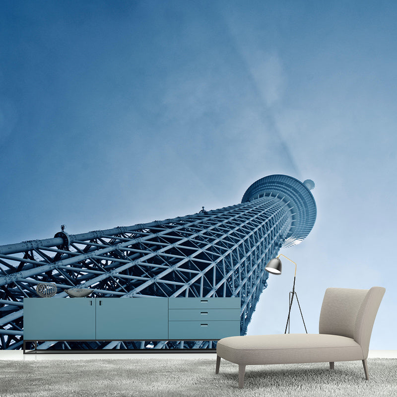 Contemporary Photography Style Building Mural Wallpaper Mildew Resistant for Room