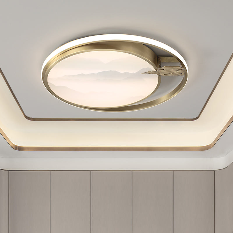 Geometry Shape Flush Mount Lamps Modern Metal 2-Light Flush Lights in Gold