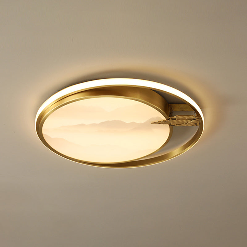 Geometry Shape Flush Mount Lamps Modern Metal 2-Light Flush Lights in Gold