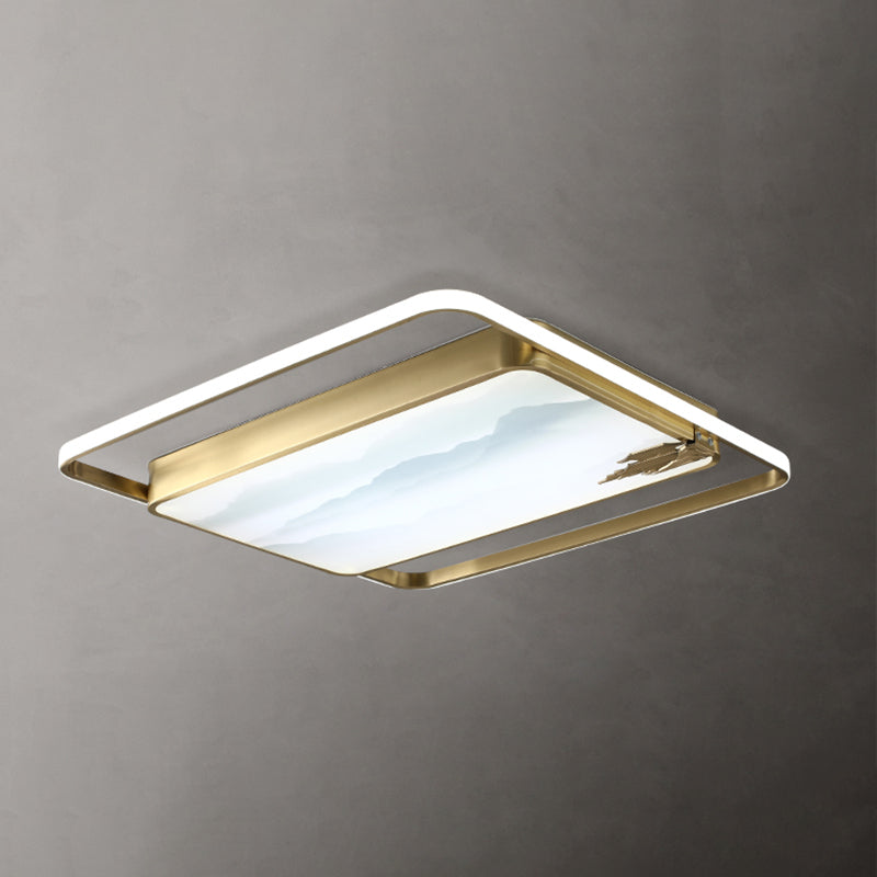 Plafonniers en forme de géométrie Plafonniers modernes à 2 lumières en métal doré