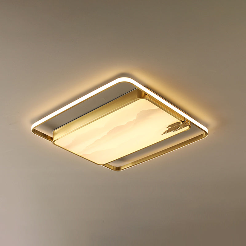 Plafonniers en forme de géométrie Plafonniers modernes à 2 lumières en métal doré