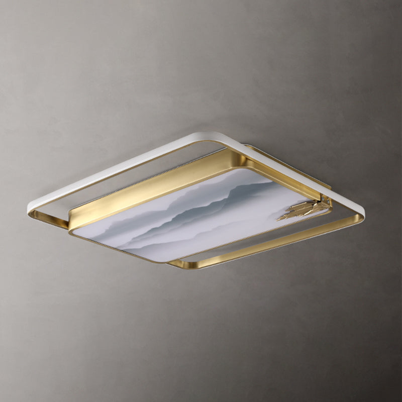 Geometry Shape Flush Mount Lamps Modern Metal 2-Light Flush Lights in Gold