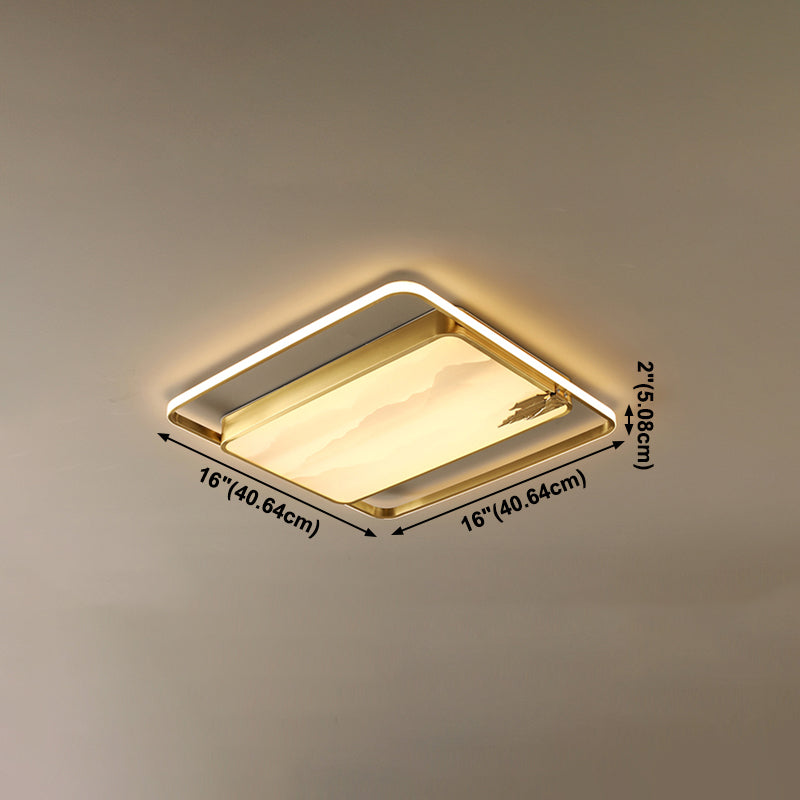 Geometry Shape Flush Mount Lamps Modern Metal 2-Light Flush Lights in Gold