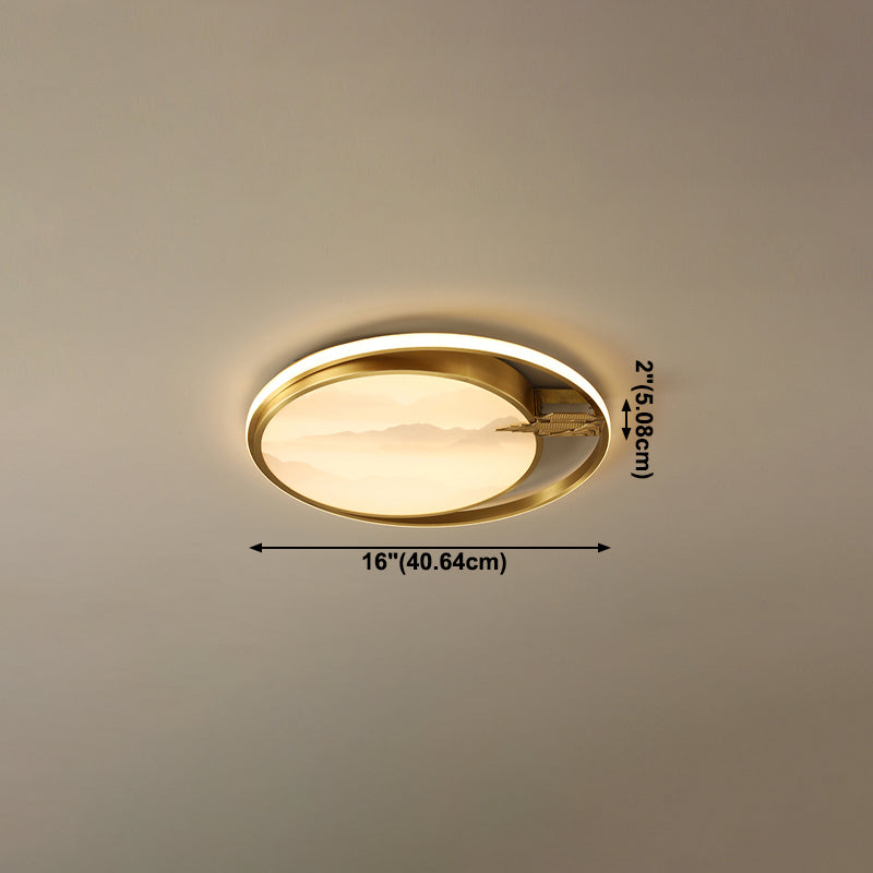 Plafonniers en forme de géométrie Plafonniers modernes à 2 lumières en métal doré
