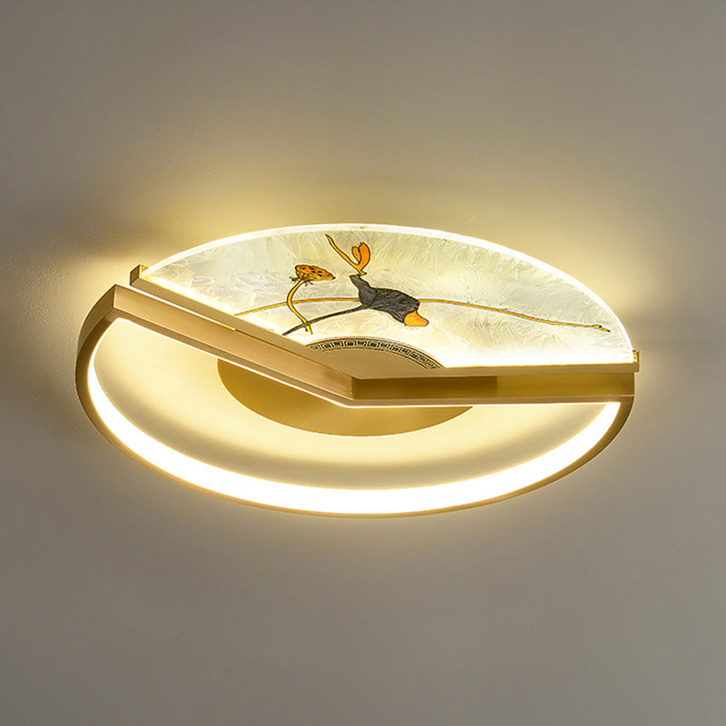 Plafonniers de forme ronde Plafonniers modernes à 2 lumières en métal doré