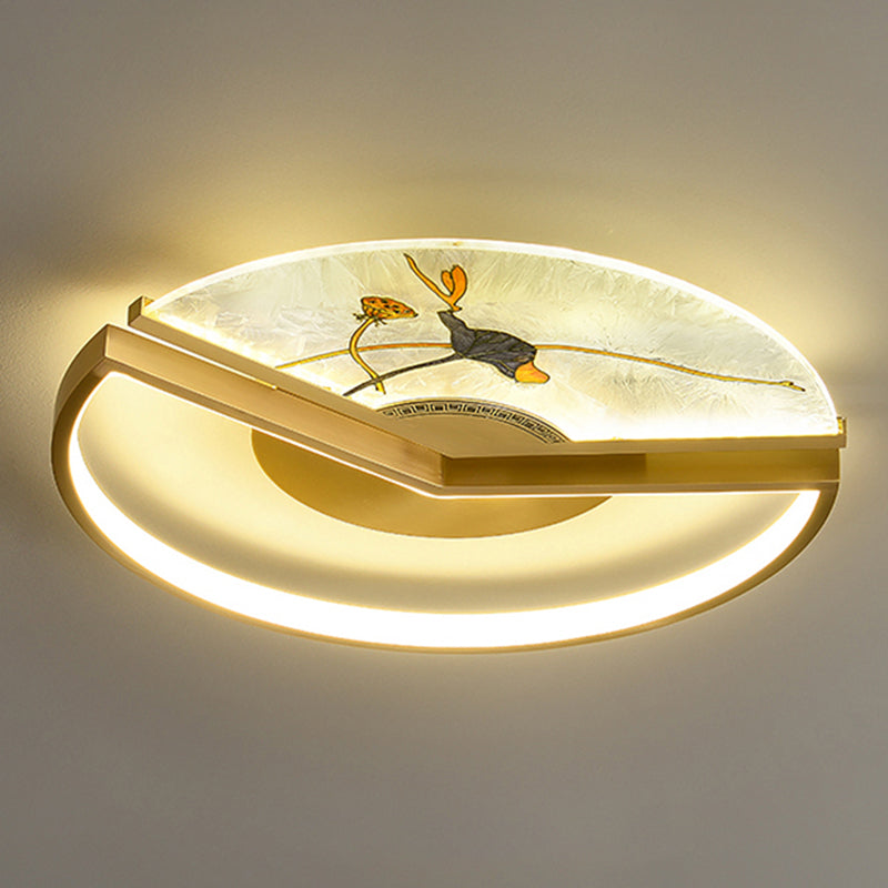 Plafonniers de forme ronde Plafonniers modernes à 2 lumières en métal doré