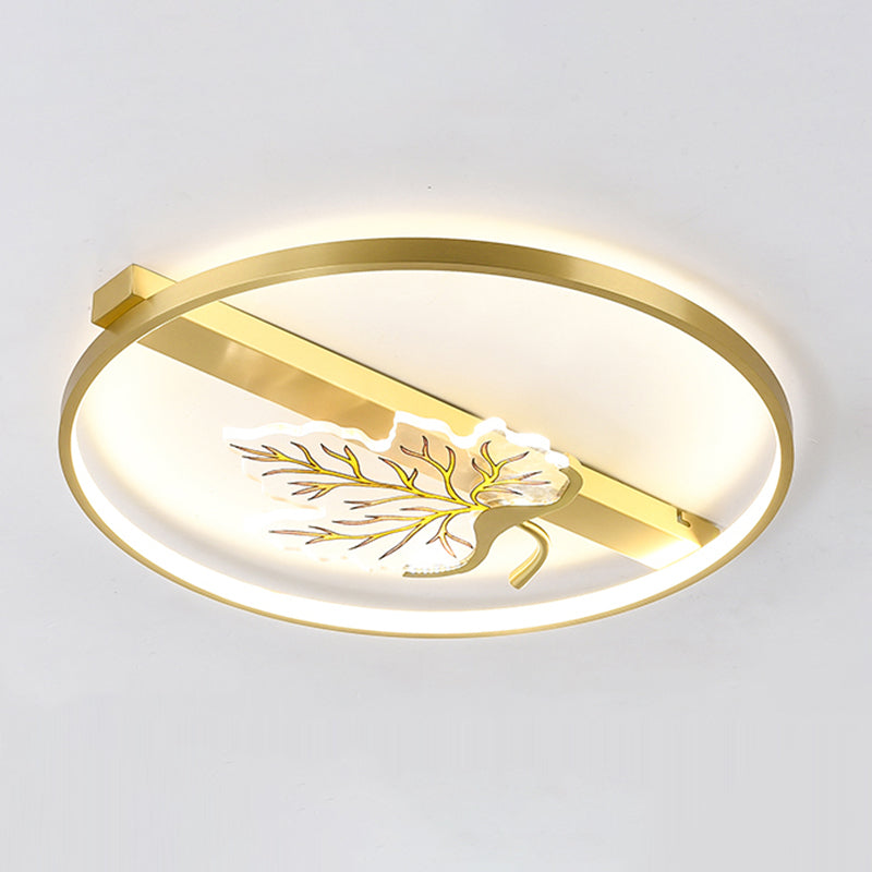 Geometry Shape Flush Mount Lamps Modern Metal 2-Light Flush Mount Fixture in Gold