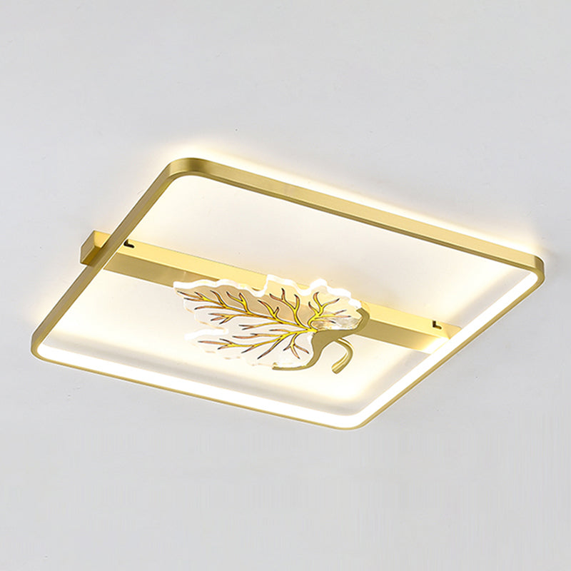 Geometry Shape Flush Mount Lamps Modern Metal 2-Light Flush Mount Fixture in Gold