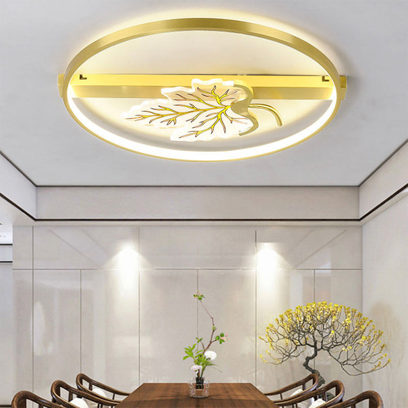 Geometry Shape Flush Mount Lamps Modern Metal 2-Light Flush Mount Fixture in Gold