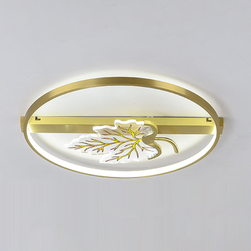 Geometry Shape Flush Mount Lamps Modern Metal 2-Light Flush Mount Fixture in Gold