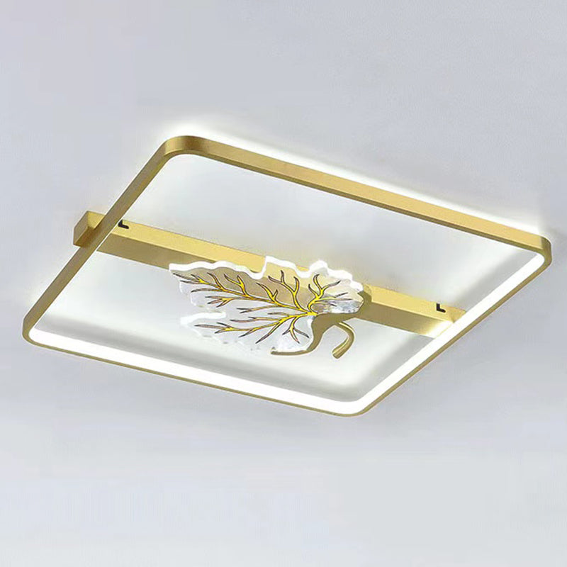 Geometry Shape Flush Mount Lamps Modern Metal 2-Light Flush Mount Fixture in Gold