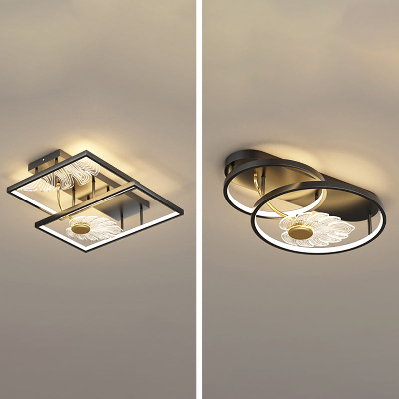 Luminaires semi-encastrés de forme géométrique Luminaires semi-encastrés modernes en métal noir