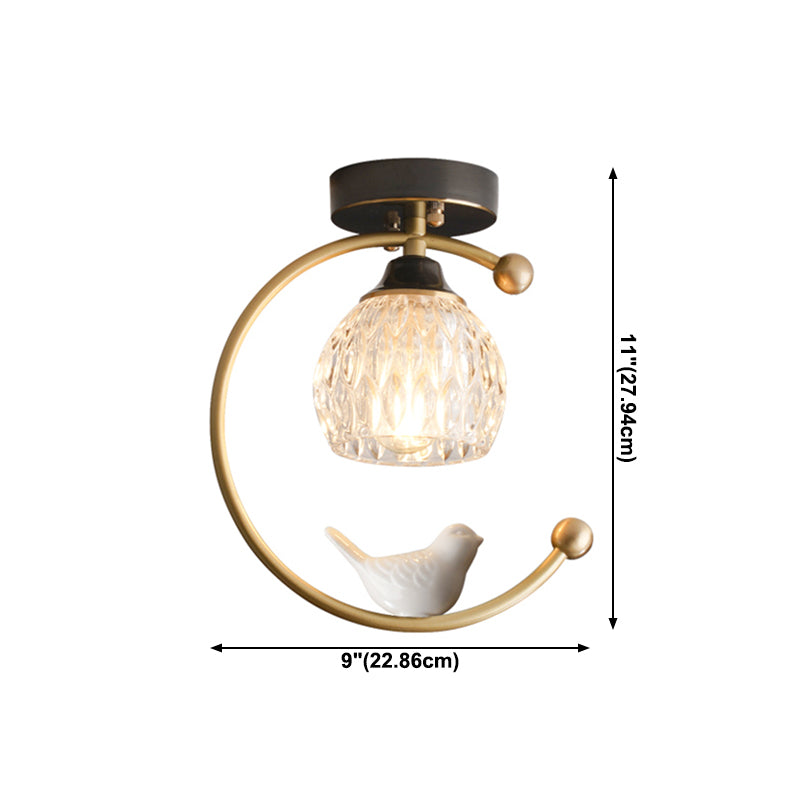 Plafonnier en forme de géométrie, moderne, en verre, à 1 lumière, doré