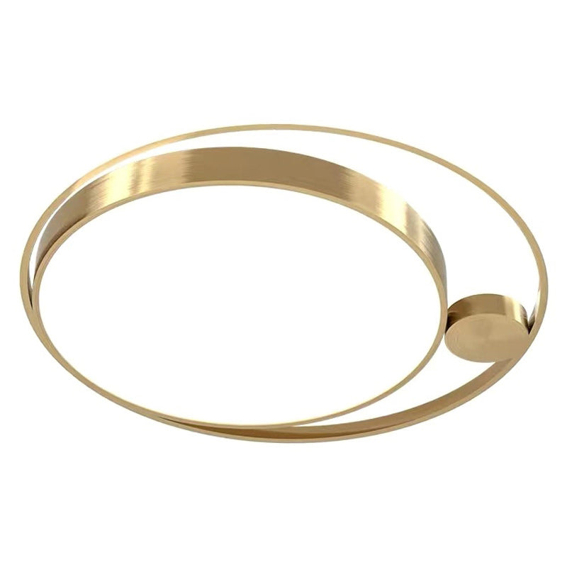 Plafonnier de forme ronde en métal moderne à 2 lumières, doré
