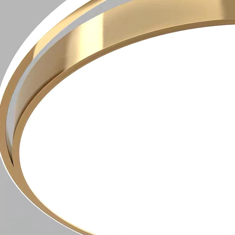 Plafonnier de forme ronde en métal moderne à 2 lumières, doré