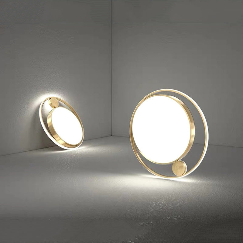 Plafonnier de forme ronde en métal moderne à 2 lumières, doré