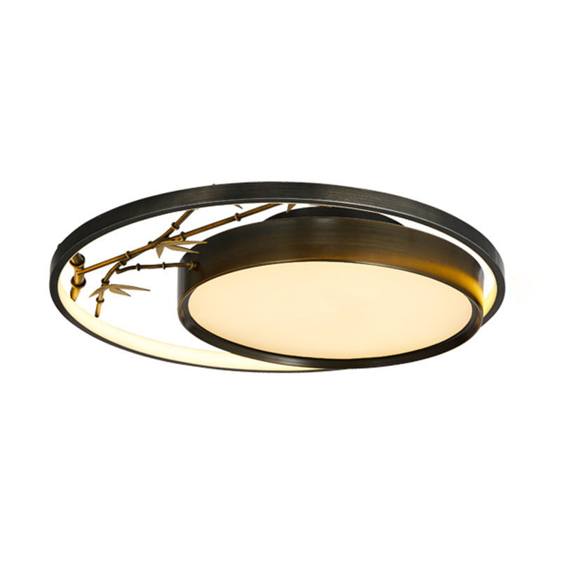 Round Shape Flush Mount Lamps Modern Metal 2-Light Flush Lights in Black