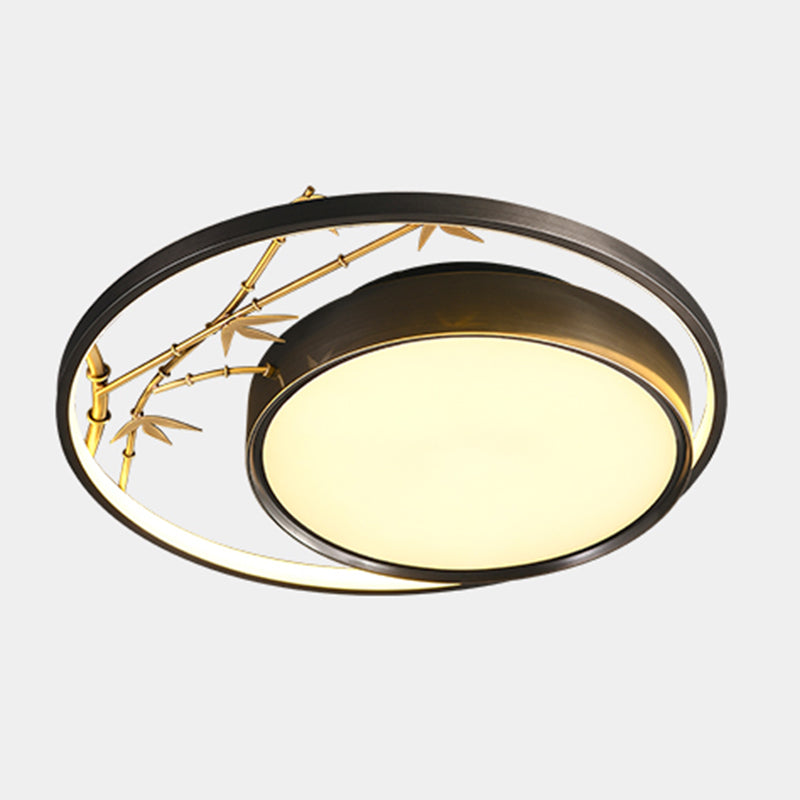 Round Shape Flush Mount Lamps Modern Metal 2-Light Flush Lights in Black