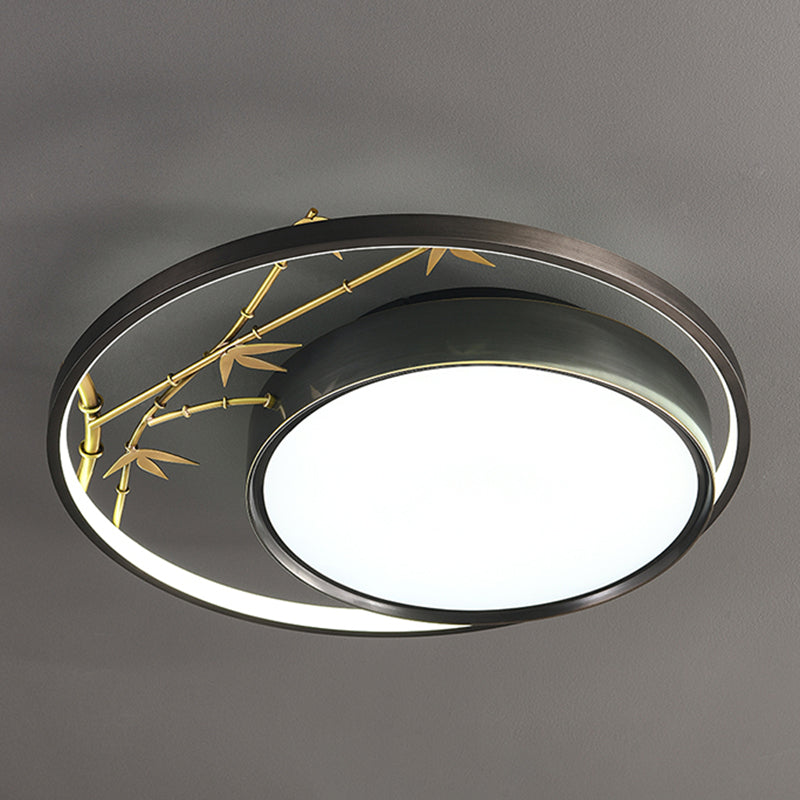 Round Shape Flush Mount Lamps Modern Metal 2-Light Flush Lights in Black