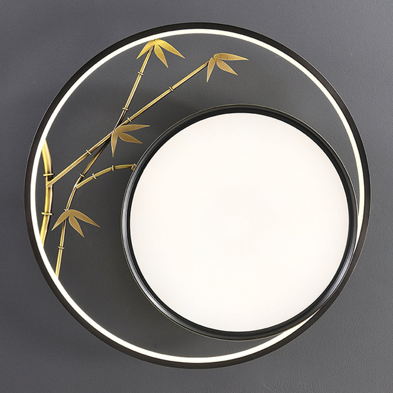 Round Shape Flush Mount Lamps Modern Metal 2-Light Flush Lights in Black