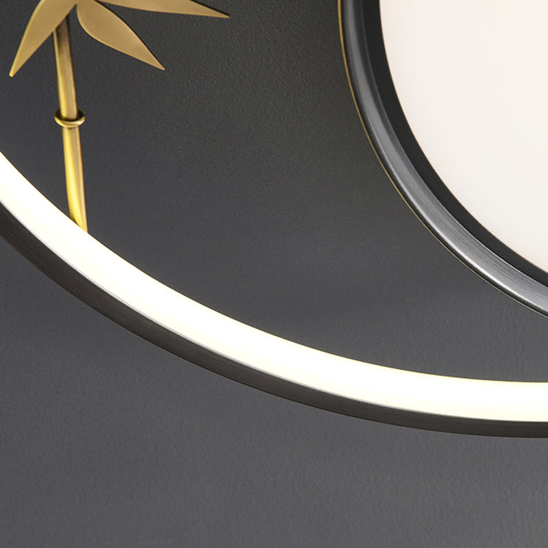 Round Shape Flush Mount Lamps Modern Metal 2-Light Flush Lights in Black