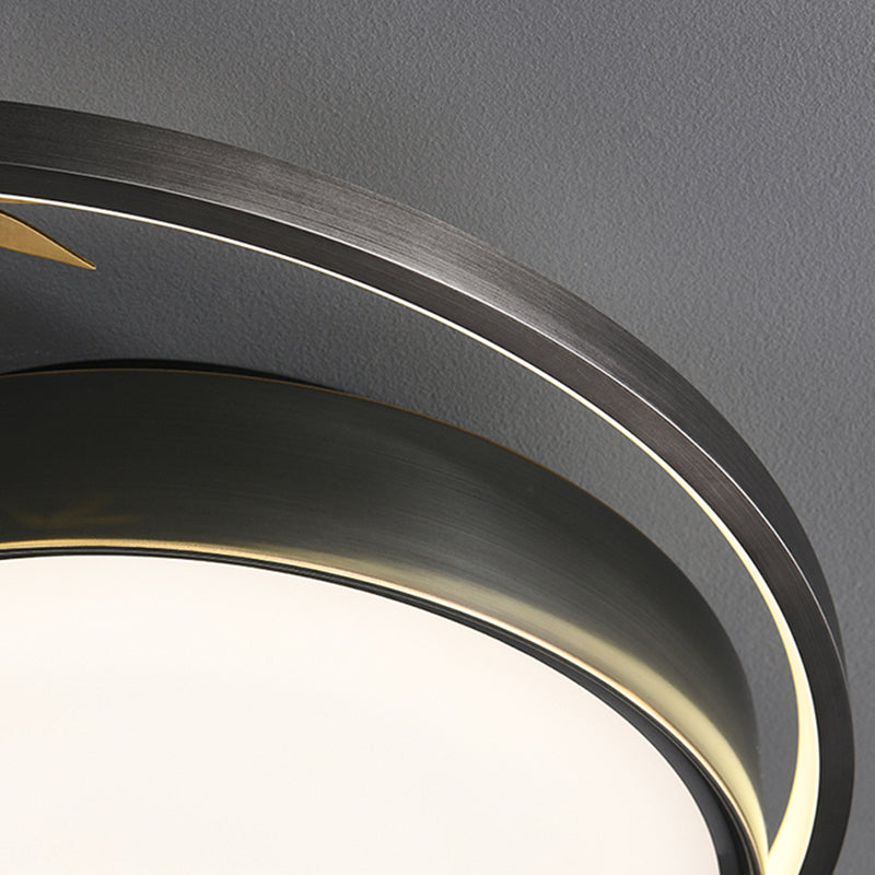 Round Shape Flush Mount Lamps Modern Metal 2-Light Flush Lights in Black