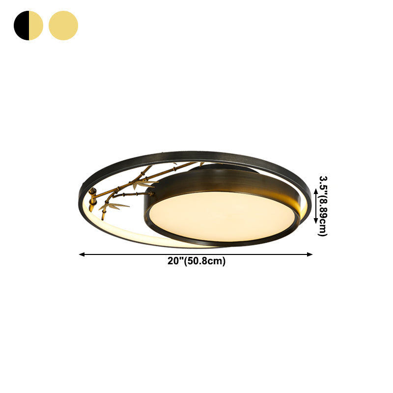 Round Shape Flush Mount Lamps Modern Metal 2-Light Flush Lights in Black