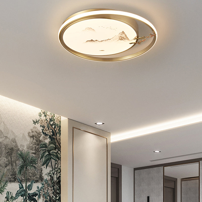 Lámparas de montaje empotrado de forma circular Accesorios de montaje empotrado de 2 luces de metal moderno en oro