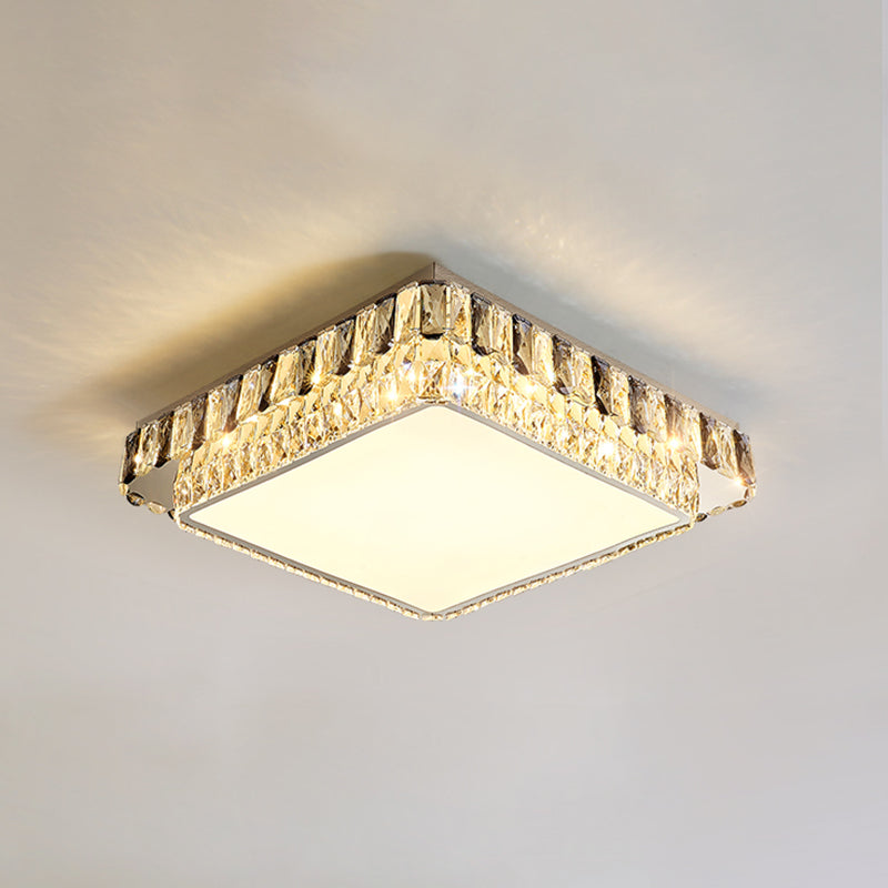 Plafonnier LED en cristal de luxe moderne en acier inoxydable géométrique encastré