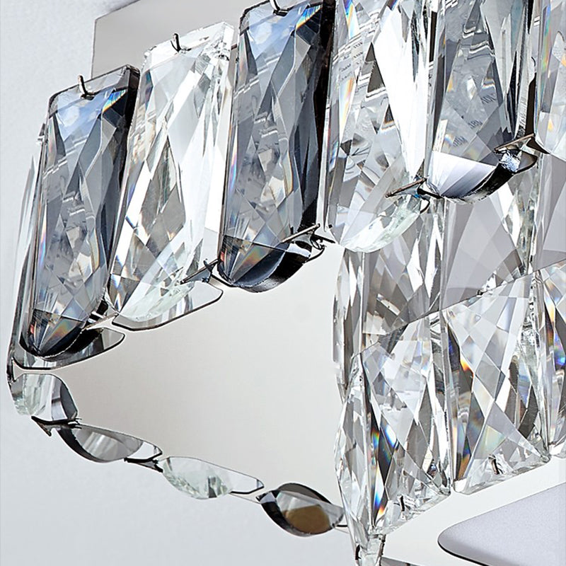 Plafonnier LED en cristal de luxe moderne en acier inoxydable géométrique encastré