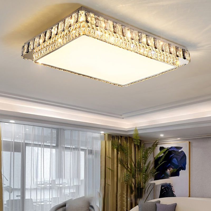 Modern Luxury Crystal LED Ceiling Lamp Stainless Steel Geometry Shape Flush Mount