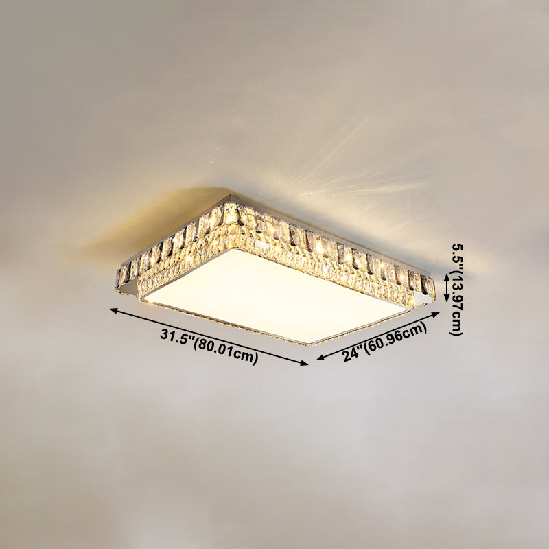 Plafonnier LED en cristal de luxe moderne en acier inoxydable géométrique encastré