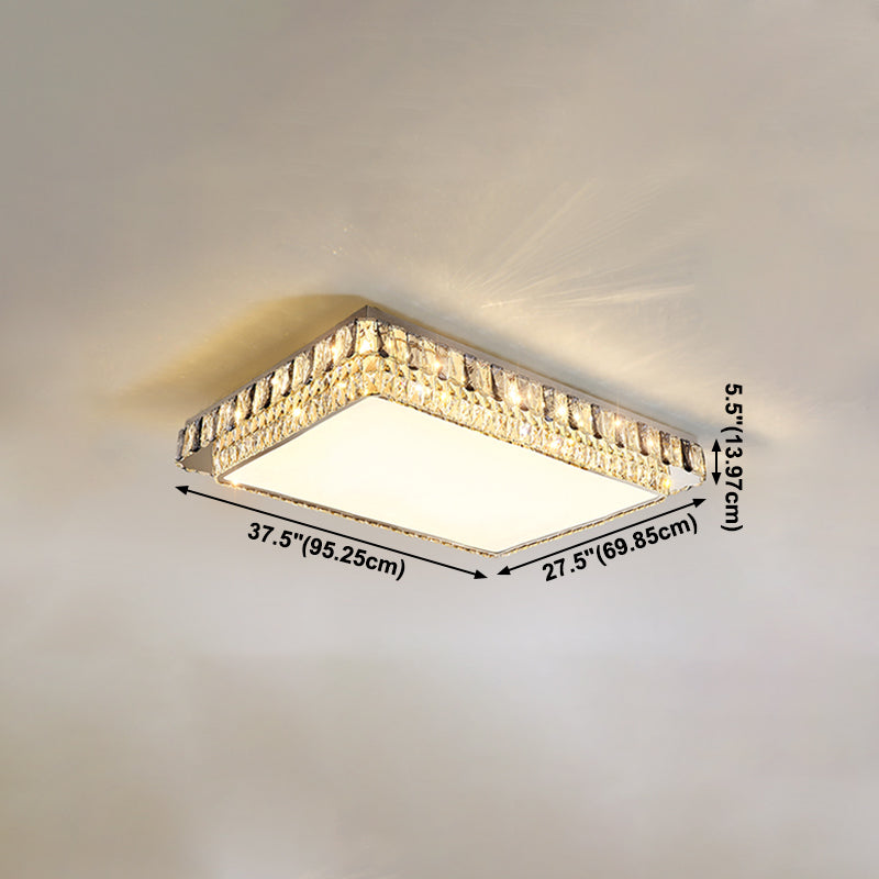 Plafonnier LED en cristal de luxe moderne en acier inoxydable géométrique encastré