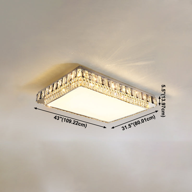 Plafonnier LED en cristal de luxe moderne en acier inoxydable géométrique encastré
