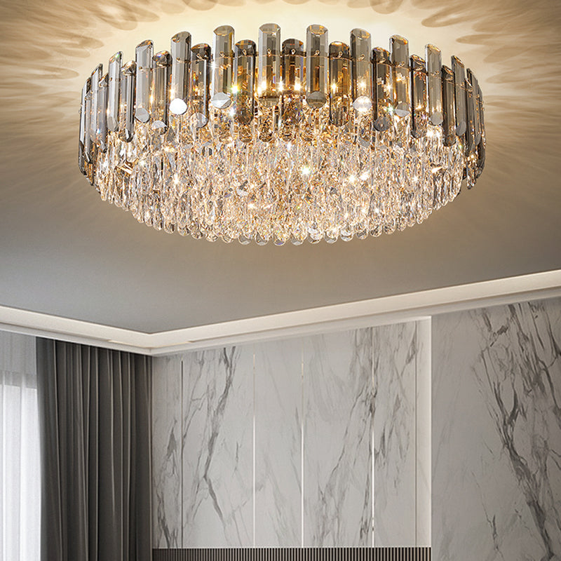 Modern Luxury Round Shape Ceiling Lamp Crystal Indoor Flush Mount