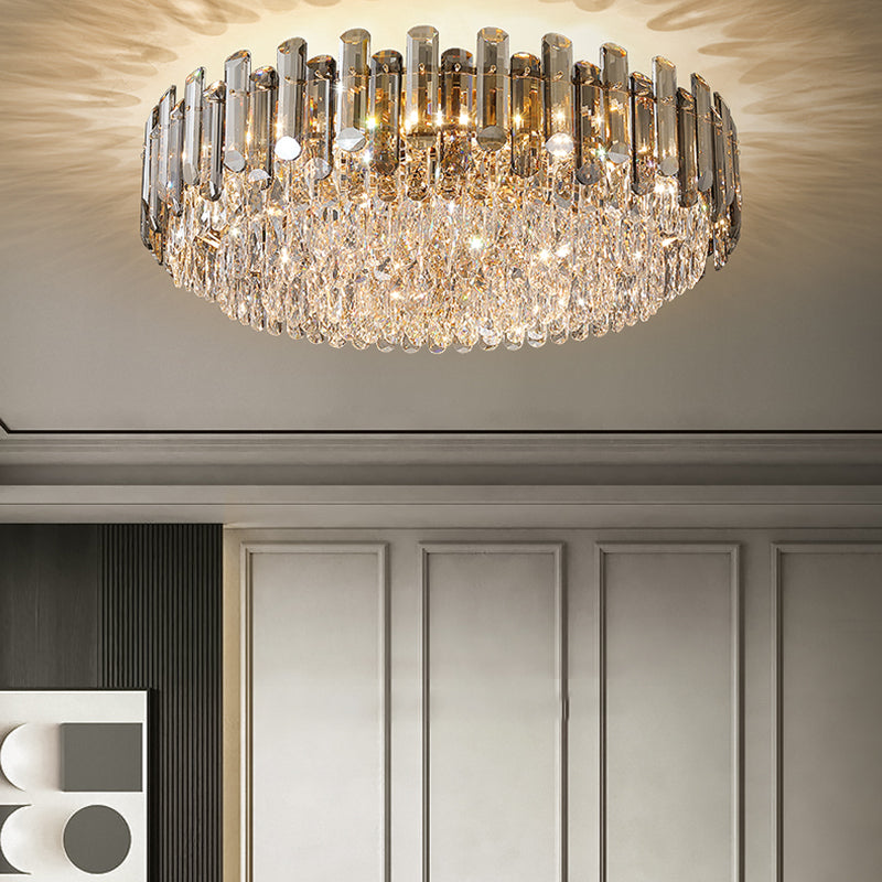 Modern Luxury Round Shape Ceiling Lamp Crystal Indoor Flush Mount