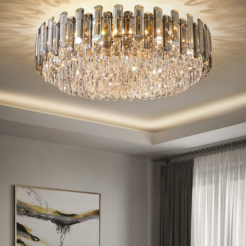 Lámpara de techo de forma redonda de lujo moderna, montaje empotrado de cristal para interiores