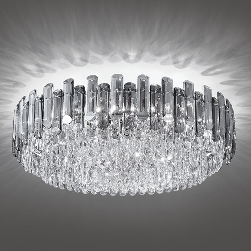 Lámpara de techo de forma redonda de lujo moderna, montaje empotrado de cristal para interiores