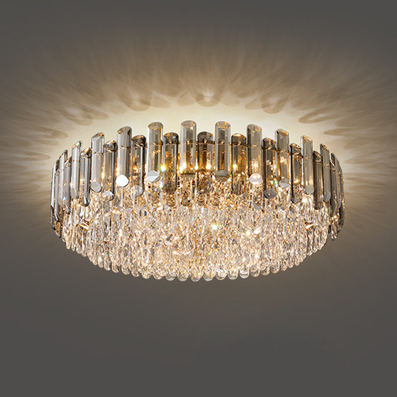 Lámpara de techo de forma redonda de lujo moderna, montaje empotrado de cristal para interiores
