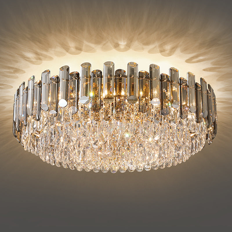 Lámpara de techo de forma redonda de lujo moderna, montaje empotrado de cristal para interiores