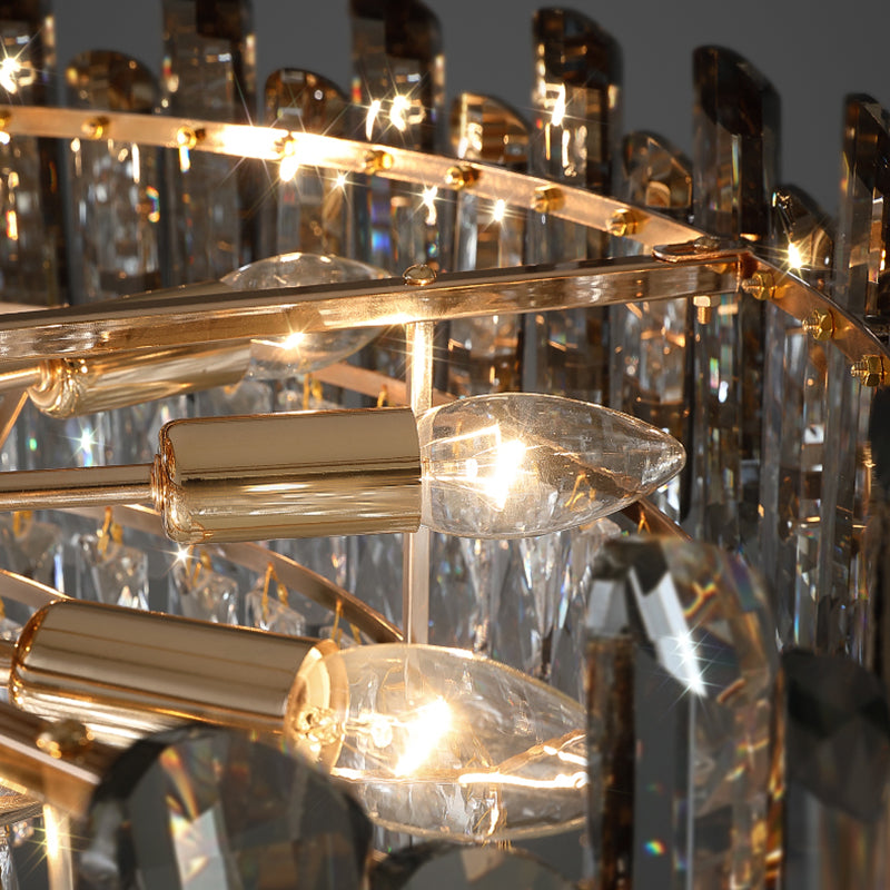 Lámpara de techo de forma redonda de lujo moderna, montaje empotrado de cristal para interiores