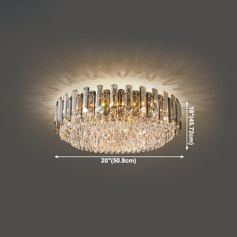 Modern Luxury Round Shape Ceiling Lamp Crystal Indoor Flush Mount