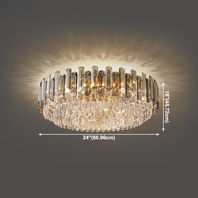 Lámpara de techo de forma redonda de lujo moderna, montaje empotrado de cristal para interiores