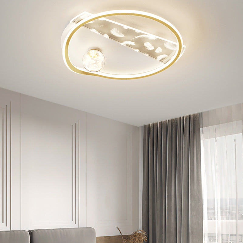 Plafonnier LED moderne et créatif en plumes, 3 lumières en fer, pour salon et chambre à coucher